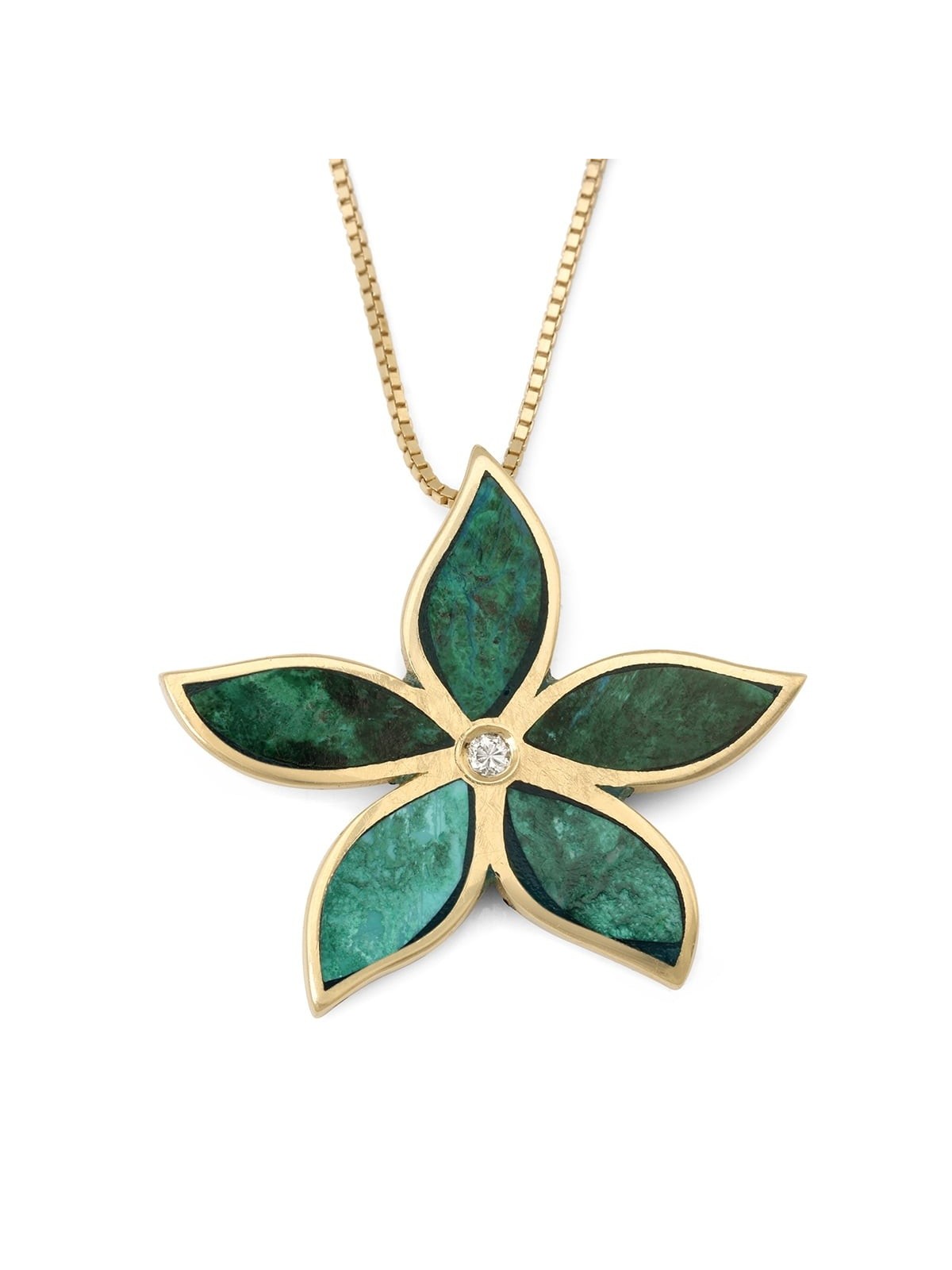 14K Yellow Gold Women's Eilat Stone Flower Pendant with Diamond
