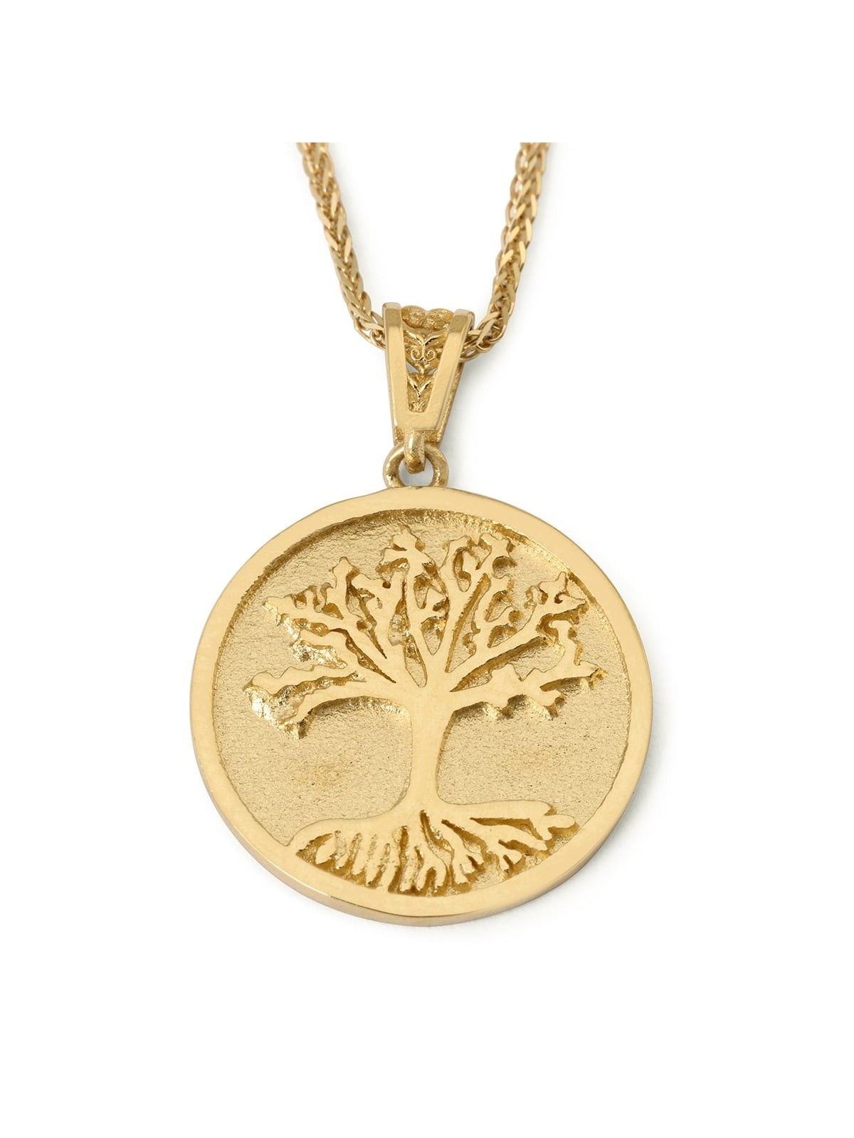14K Gold Tree of Life Medallion Pendant Necklace