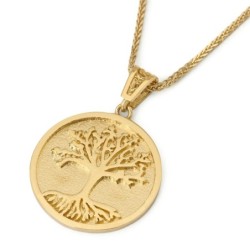 14K Gold Tree of Life Medallion Pendant Necklace