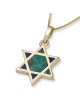 14K Yellow Gold and Eilat Stone Star of David Pendant Necklace