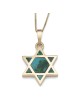 14K Yellow Gold and Eilat Stone Star of David Pendant Necklace