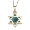 14K Yellow Gold and Eilat Stone Star of David Pendant Necklace