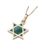 14K Yellow Gold and Eilat Stone Star of David Pendant Necklace