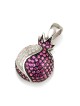 925 Sterling Silver Pomegranate Pendant with Red & White Zircon Stones