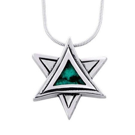 Collier moderne en argent sterling et pierre d'Eilat avec étoile de David