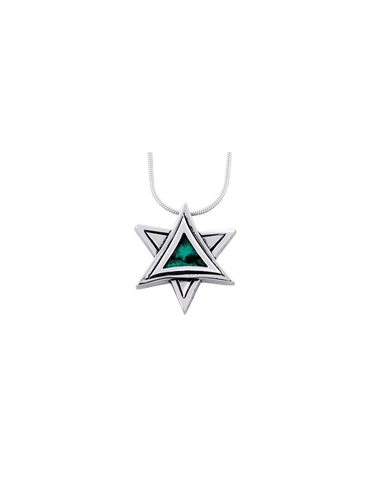 Collier moderne en argent sterling et pierre d'Eilat avec étoile de David
