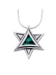Modern Sterling Silver and Eilat Stone Star of David Necklace