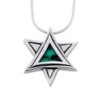 Modern Sterling Silver and Eilat Stone Star of David Necklace