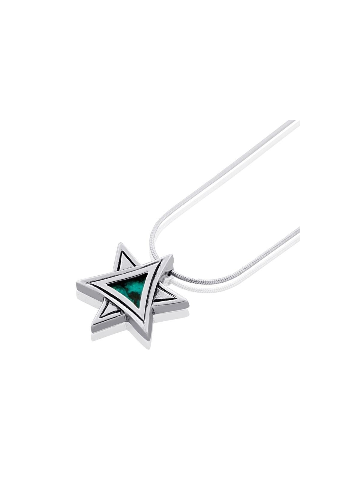 Collier moderne en argent sterling et pierre d'Eilat avec étoile de David