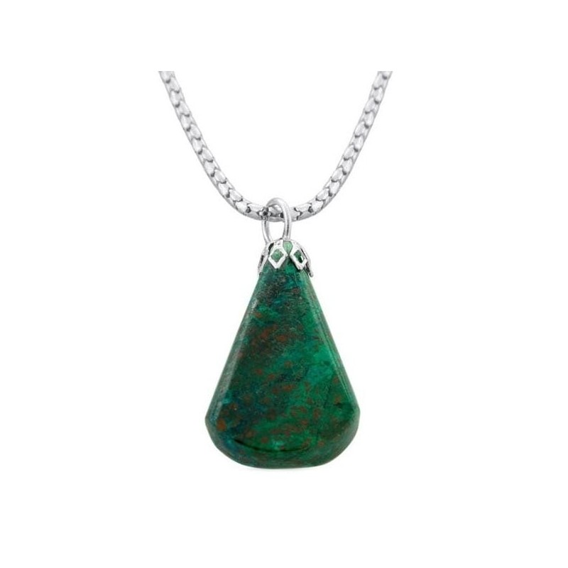 Collier Poire en Pierre d'Eilat et Argent