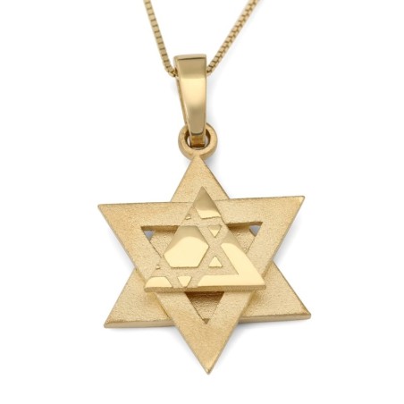 Collier de luxe avec pendentif étoile de David en or 14 carats
