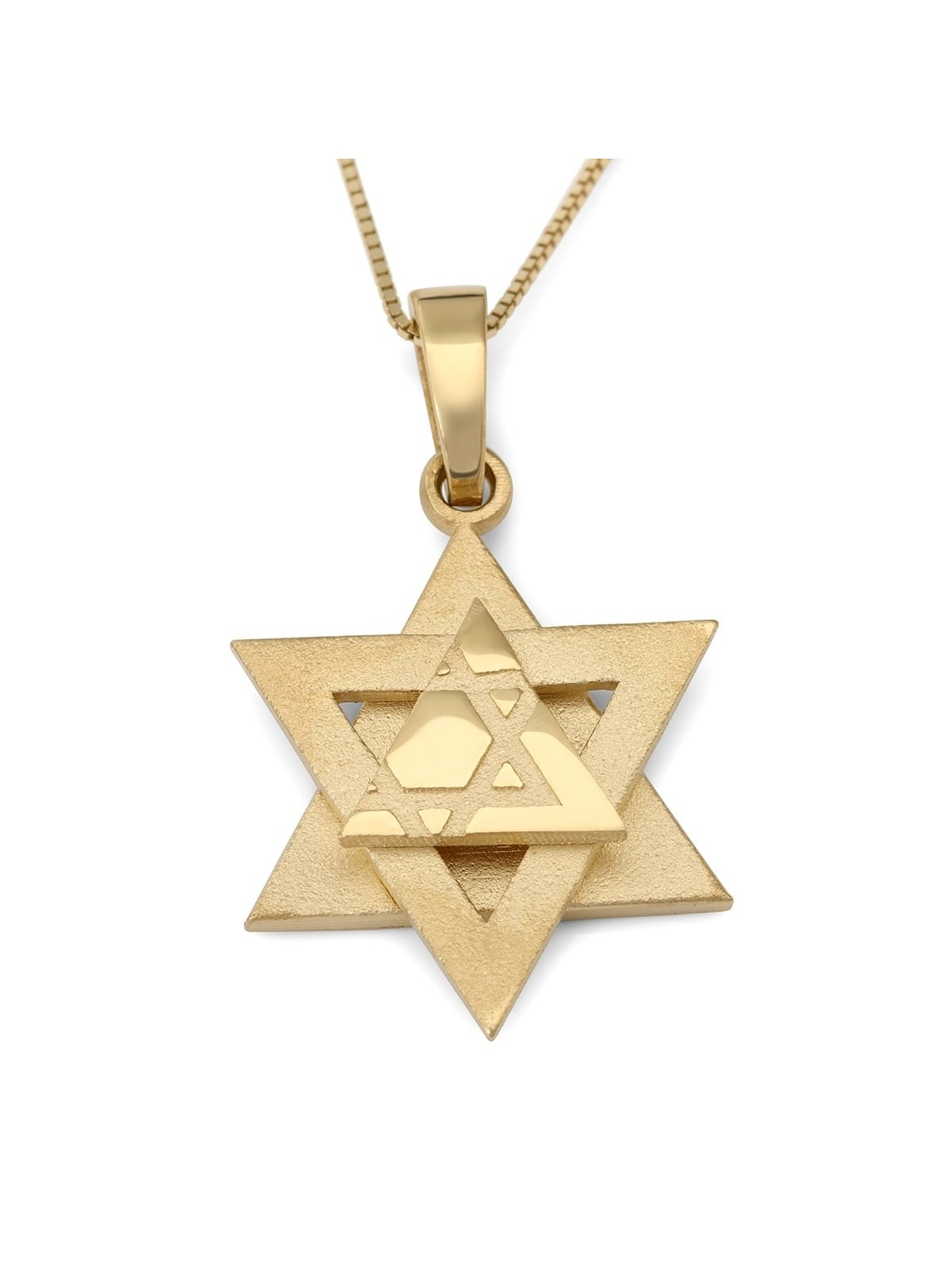 Luxury 14K Gold Layered Star of David Pendant Necklace