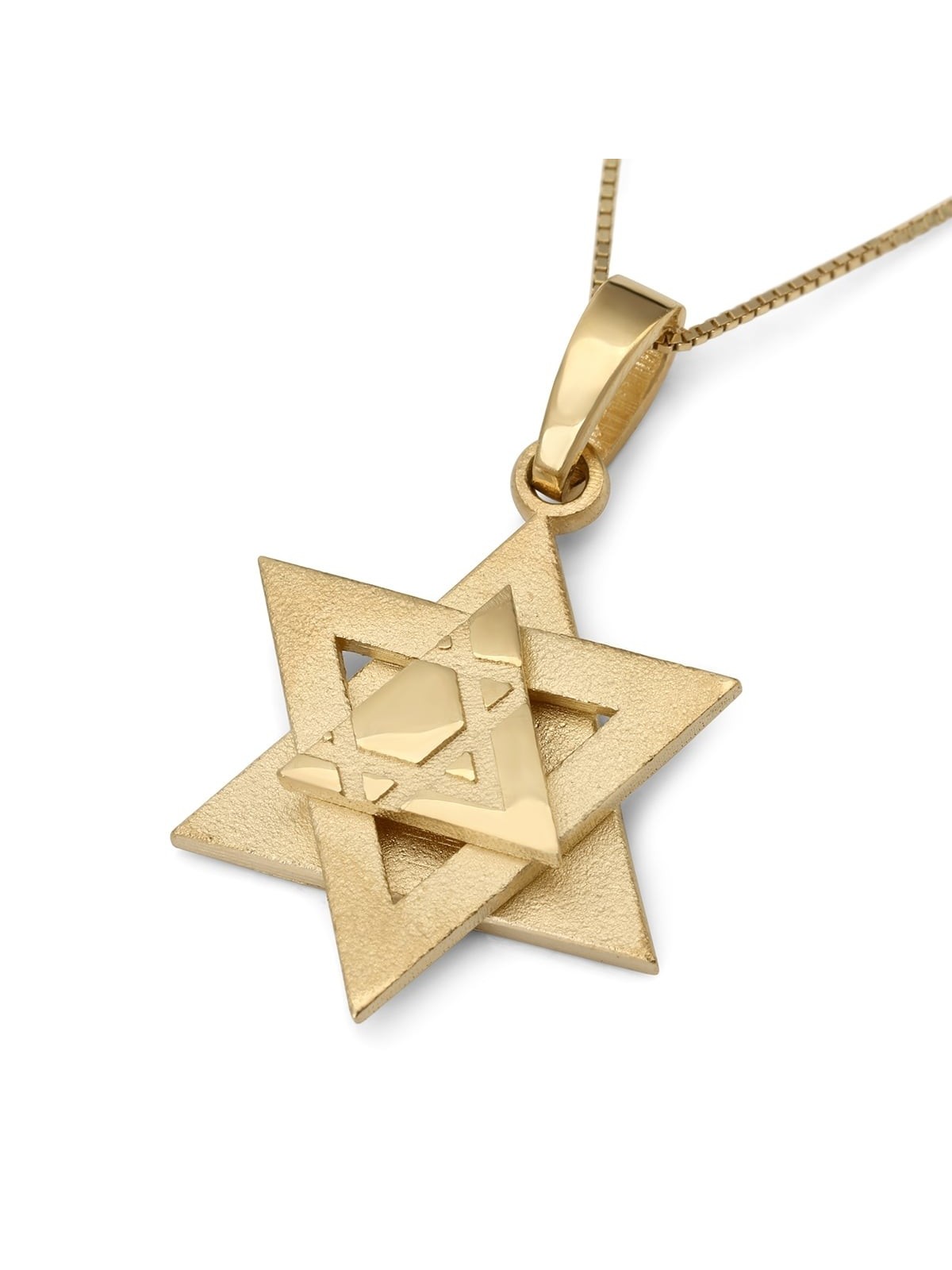 Collier de luxe avec pendentif étoile de David en or 14 carats