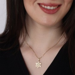 Luxury 14K Gold Layered Star of David Pendant Necklace