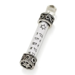 925 Sterling Silver Mezuzah Pendant - Ten Commandments