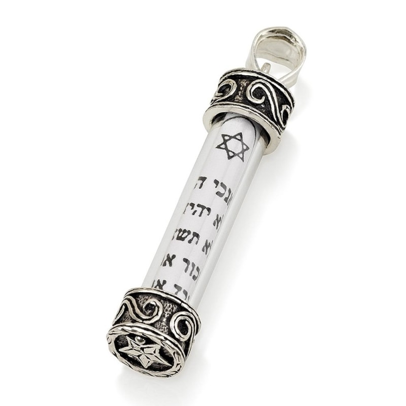 925 Sterling Silver Mezuzah Pendant - Ten Commandments