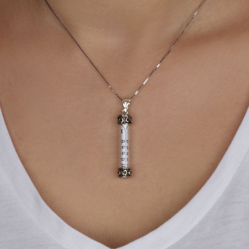 Pendentif Mezouza en Argent Sterling 925 - Dix Commandements