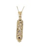 14K Gold Filigree Mezuzah Pendant with Sapphire and Lavender Stones