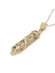 Pendentif Mezuzah en filigrane d'or 14 carats avec pierres de saphir et de lavande