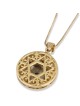 Pendentif étoile de David en or jaune et blanc 14 carats avec diamant et émail bleu