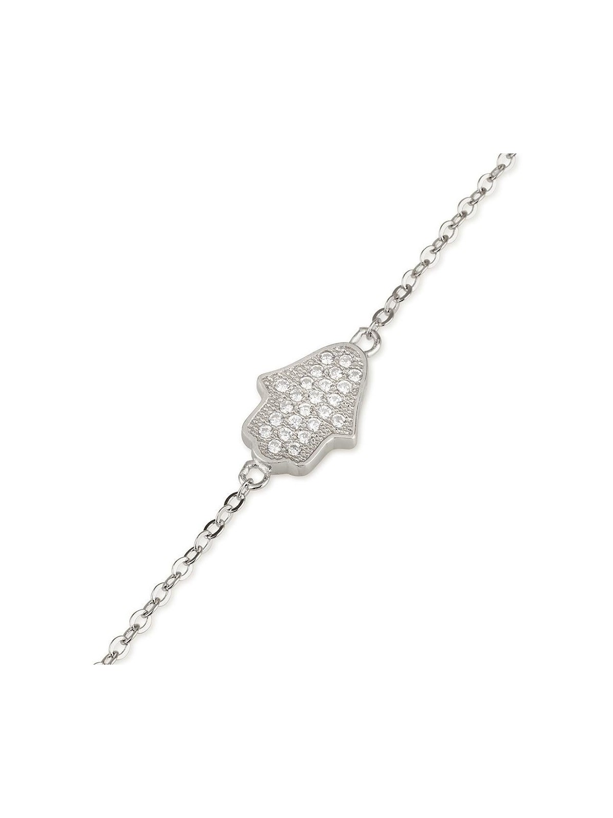 Bracelet Hamsa en Argent Sterling 925 avec Pierres de Zircon Blanc