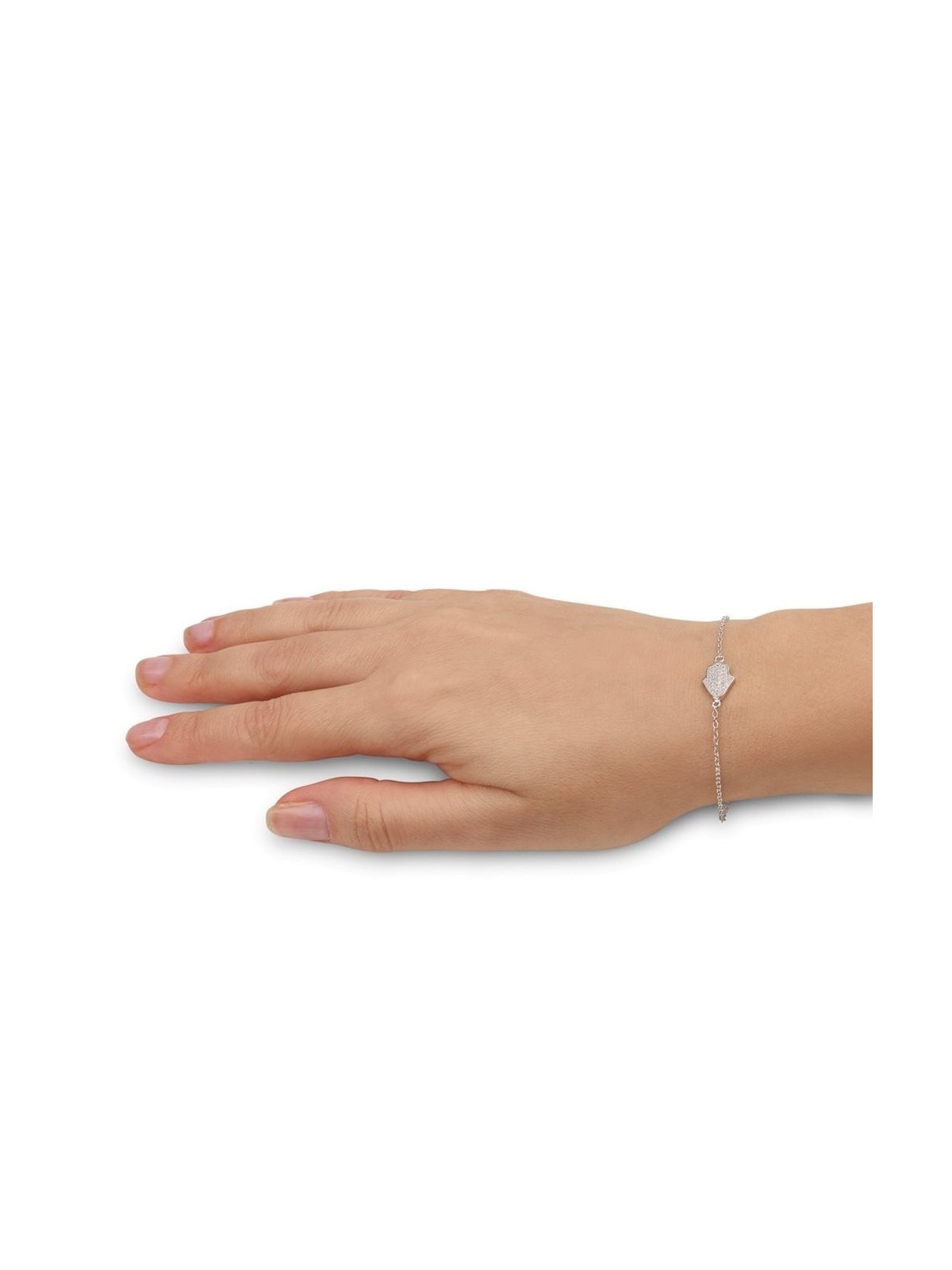 Bracelet Hamsa en Argent Sterling 925 avec Pierres de Zircon Blanc