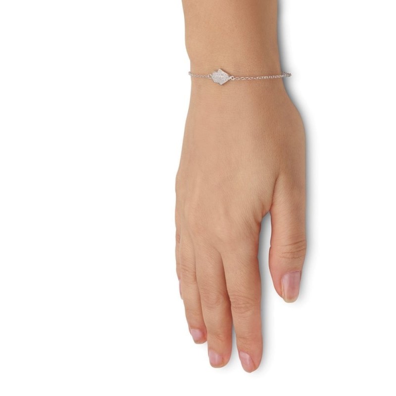 Bracelet Hamsa en Argent Sterling 925 avec Pierres de Zircon Blanc