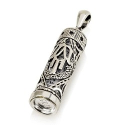 925 Sterling Silver Mezuzah Pendant Necklace - Hamsa