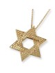Rafael Jewelry Pendentif étoile de David en or 14 carats avec murs de la vieille ville de Jérusalem