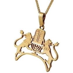 Exclusive 14K Gold Ten Commandments, Menorah and Lions of Judah Combo