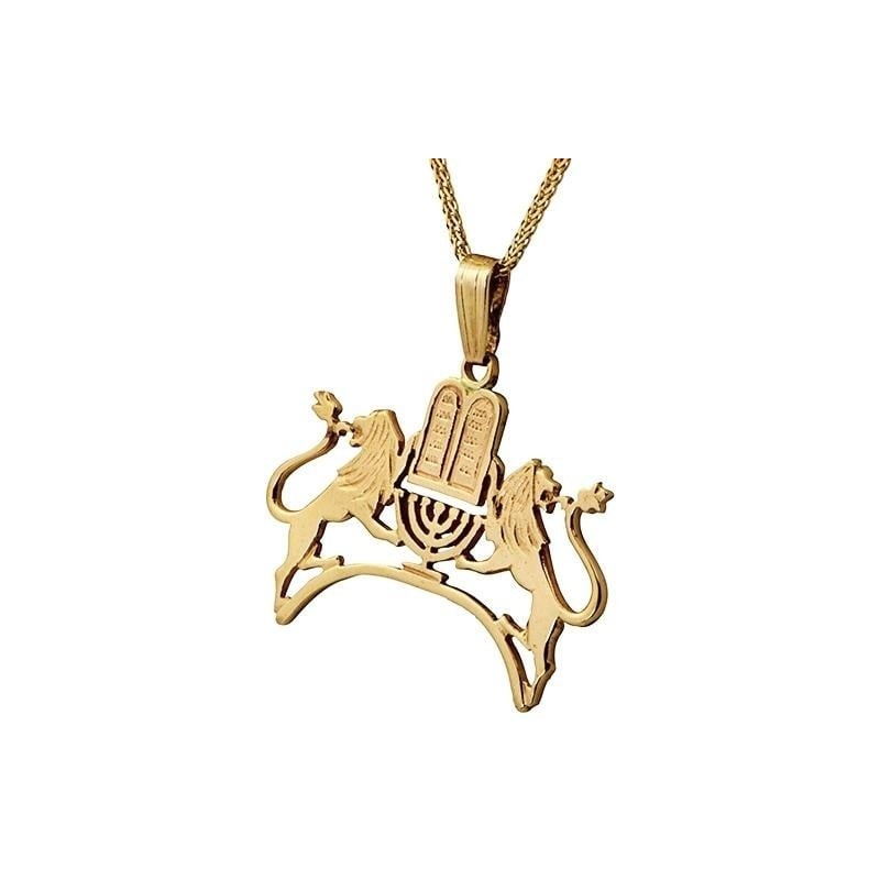 Combo exclusif des Dix Commandements, Menorah et Lions de Juda en or 14 carats