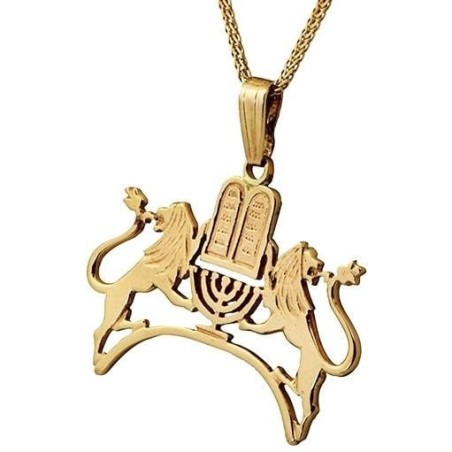 Exclusive 14K Gold Ten Commandments, Menorah and Lions of Judah Combo