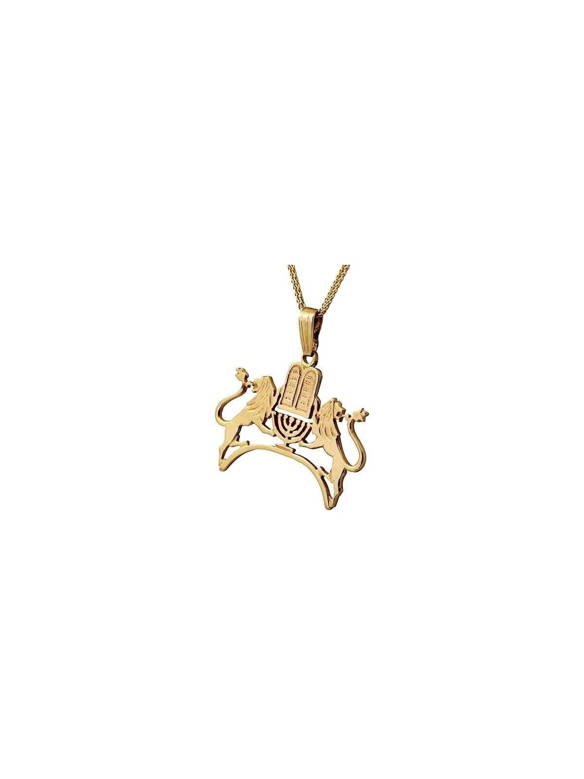Exclusive 14K Gold Ten Commandments, Menorah and Lions of Judah Combo