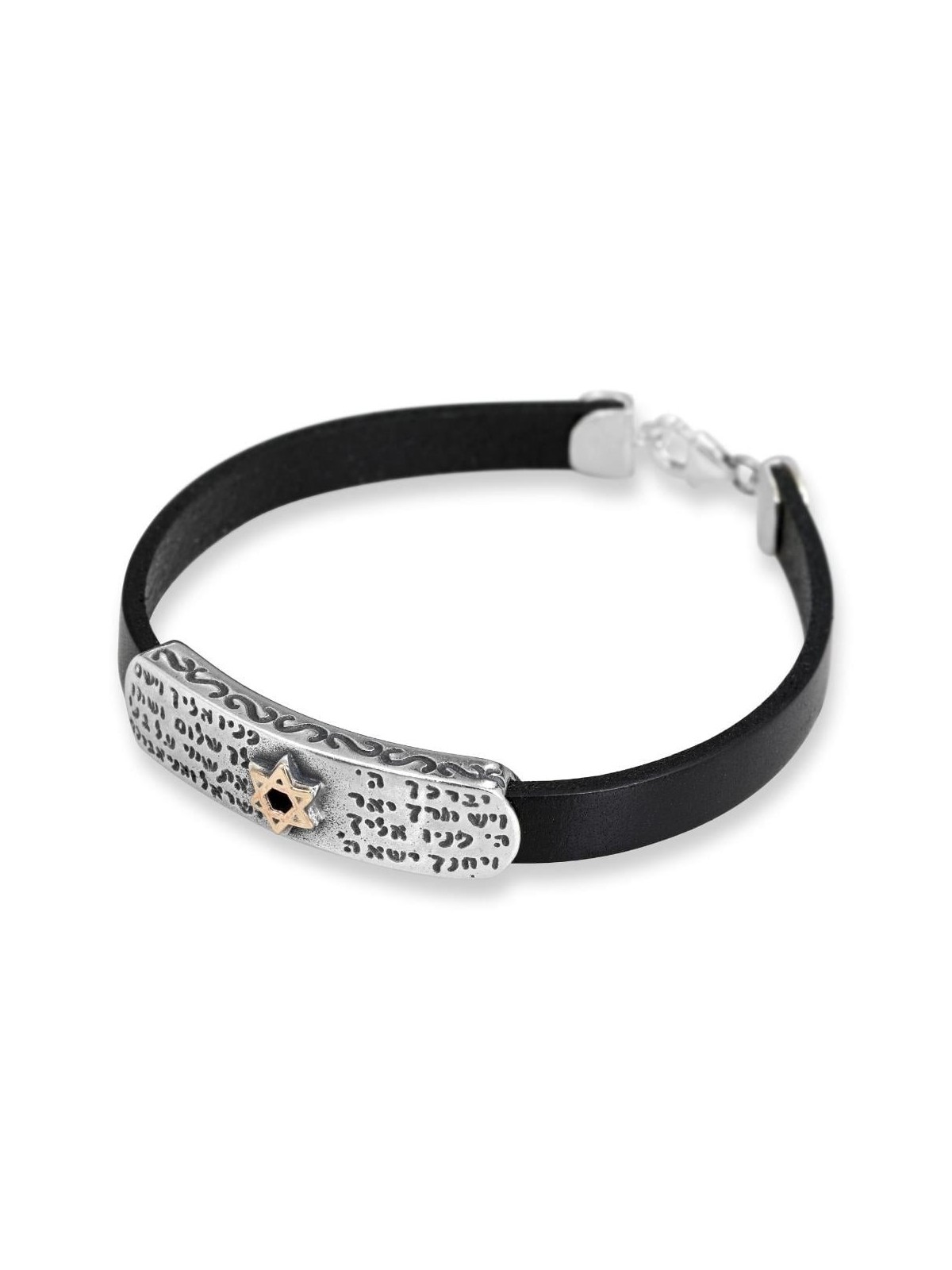 Sterling Silver Priestly Blessing & Golden Star of David Bracelet on L