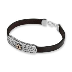 Sterling Silver Priestly Blessing & Golden Star of David Bracelet on L