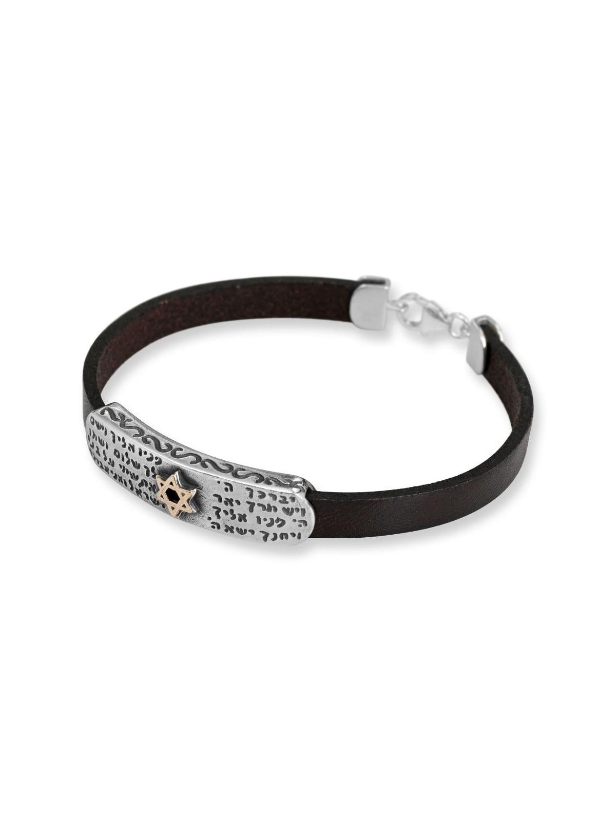 Bracelet en argent sterling avec bénédiction sacerdotale et étoile de David dorée sur L