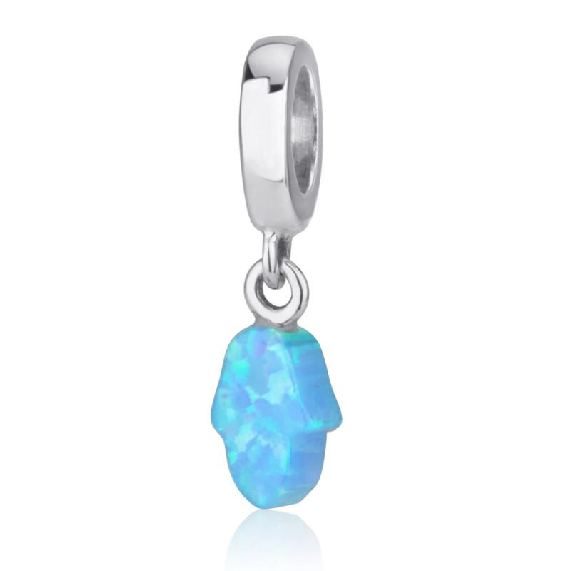 Marina Jewelry Pendentif Hamsa en Opale Bleue