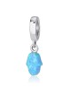 Marina Jewelry Pendentif Hamsa en Opale Bleue