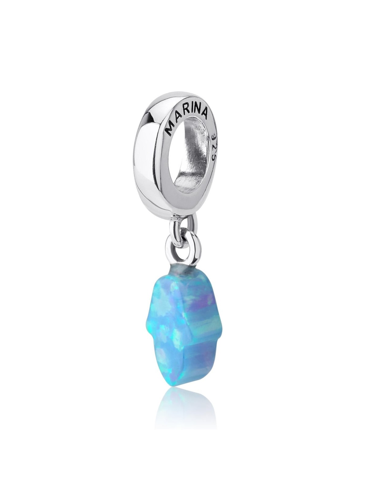 Marina Jewelry Pendentif Hamsa en Opale Bleue