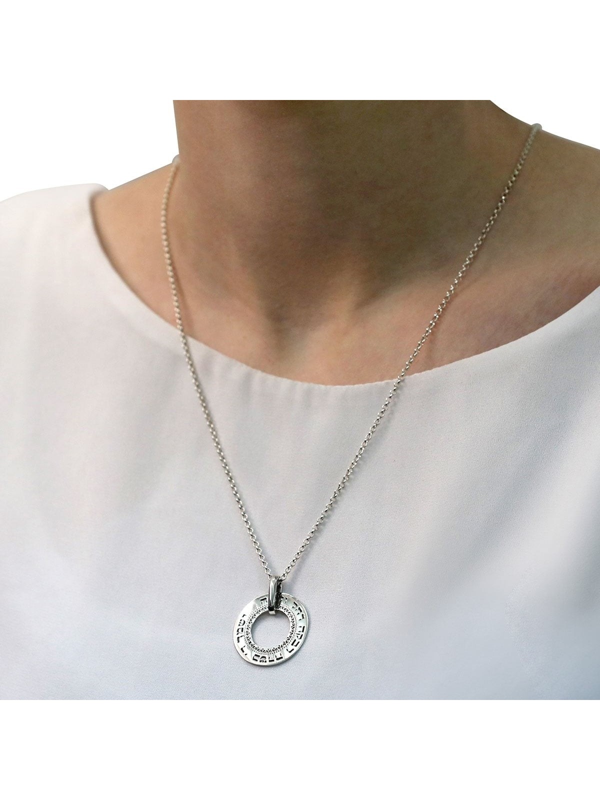 Large Silver Wheel Necklace - Daughter's Blessing