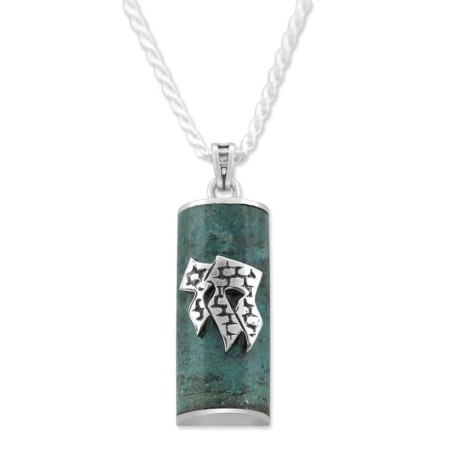 Collier en pierre d'Eilat avec Chai en argent sterling