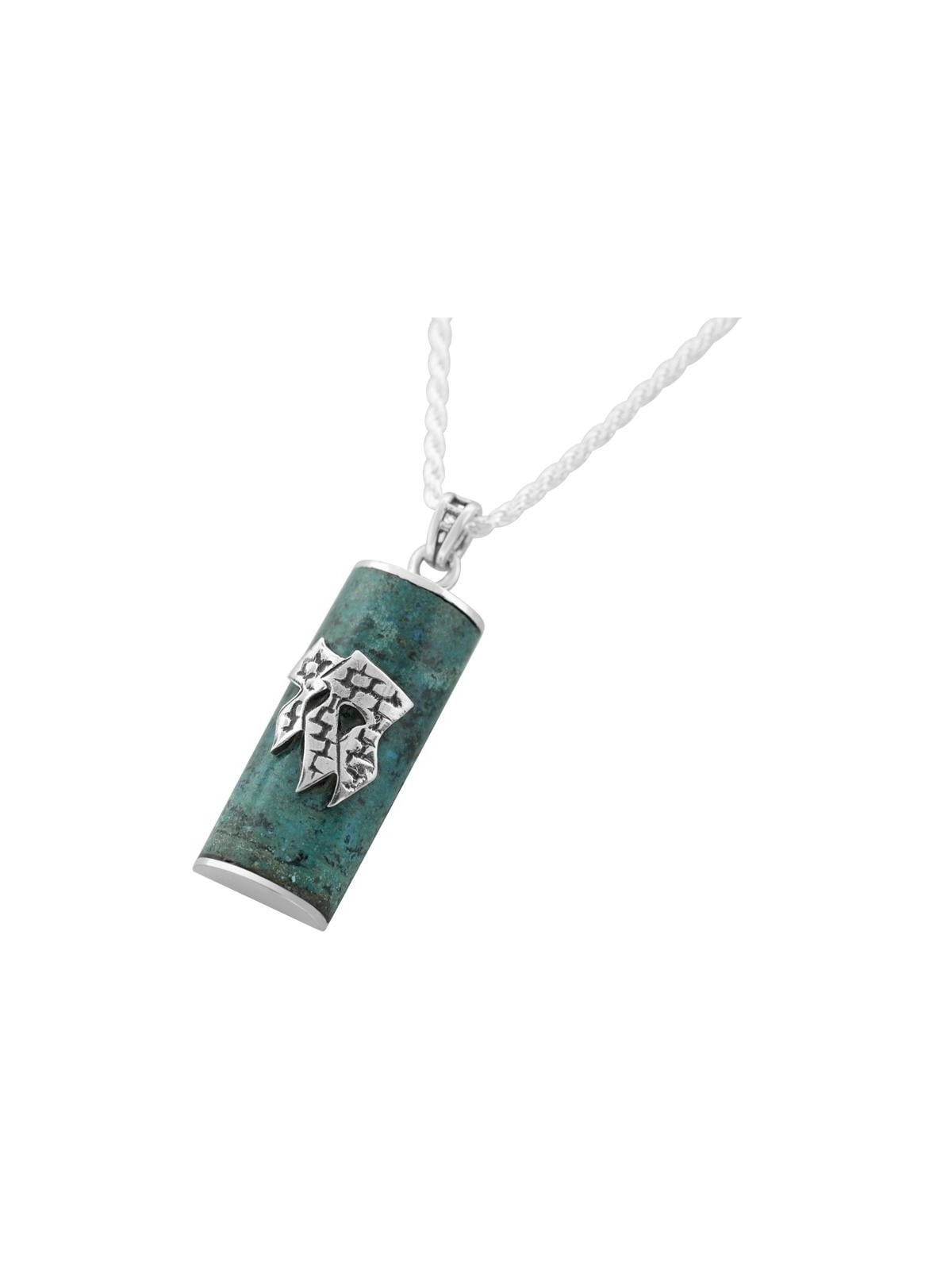 Collier en pierre d'Eilat avec Chai en argent sterling