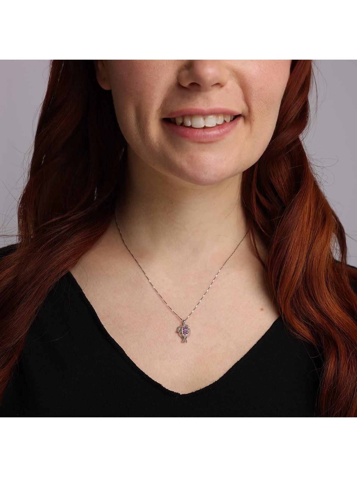 Handcrafted 14K Gold Pomegranate Pendant Necklace With Pink Ruby Stone