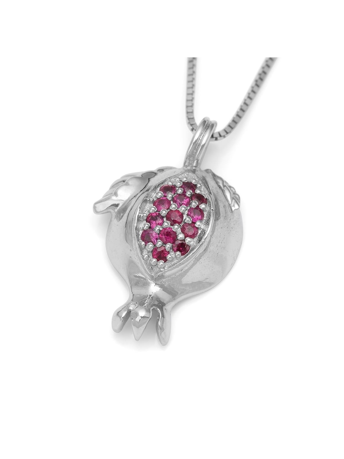 Handcrafted 14K Gold Pomegranate Pendant Necklace With Pink Ruby Stone