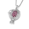 Handcrafted 14K Gold Pomegranate Pendant Necklace With Pink Ruby Stone