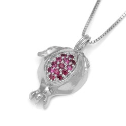 Handcrafted 14K Gold Pomegranate Pendant Necklace With Pink Ruby Stone