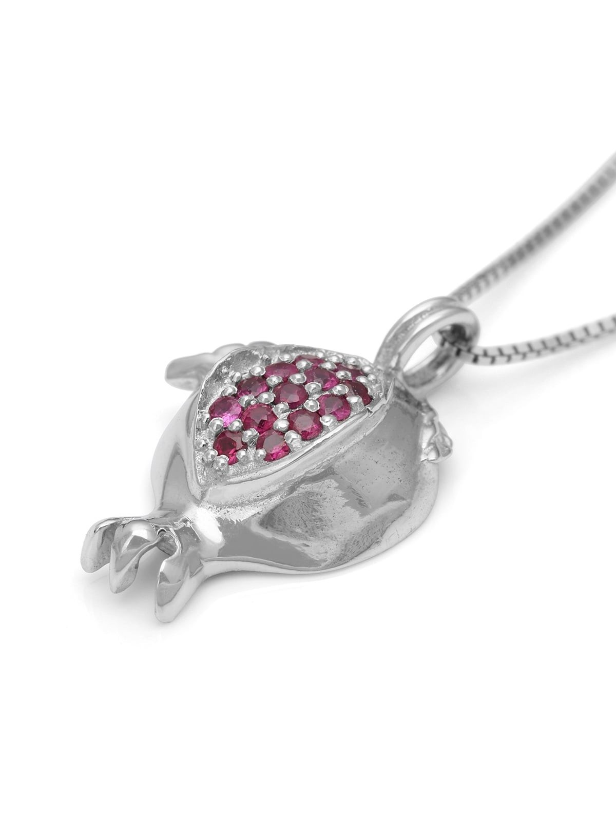 Collier pendentif grenade en or 14 carats fabriqué à la main avec pierre rubis rose