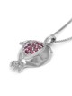 Collier pendentif grenade en or 14 carats fabriqué à la main avec pierre rubis rose