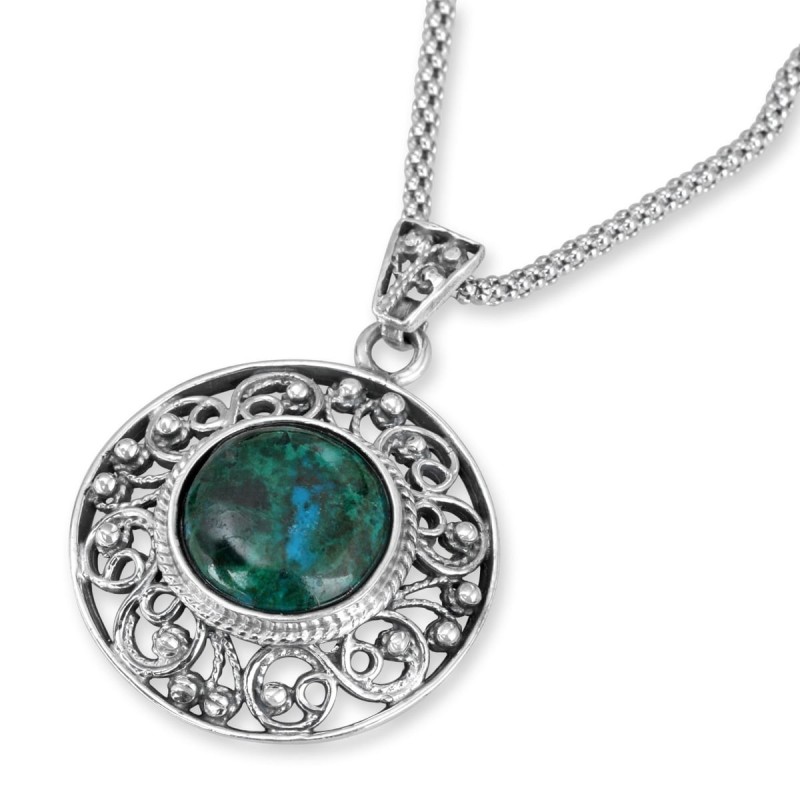 Rafael Jewelry Collier convexe en pierre d'Eilat et argent
