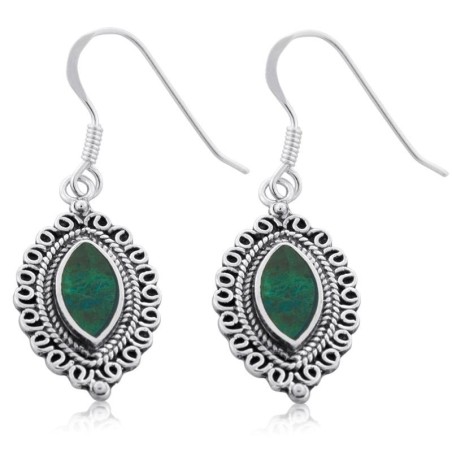 Rafael Jewelry Boucles d'oreilles en forme de clou de girofle et pierre d'Eilat en argent